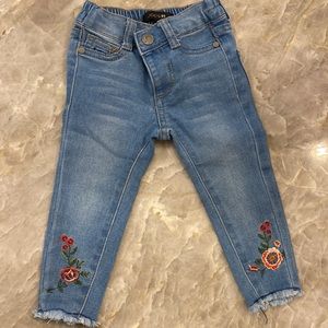 Joe’s Jeans with floral embroidery and fringe bottom size 12M